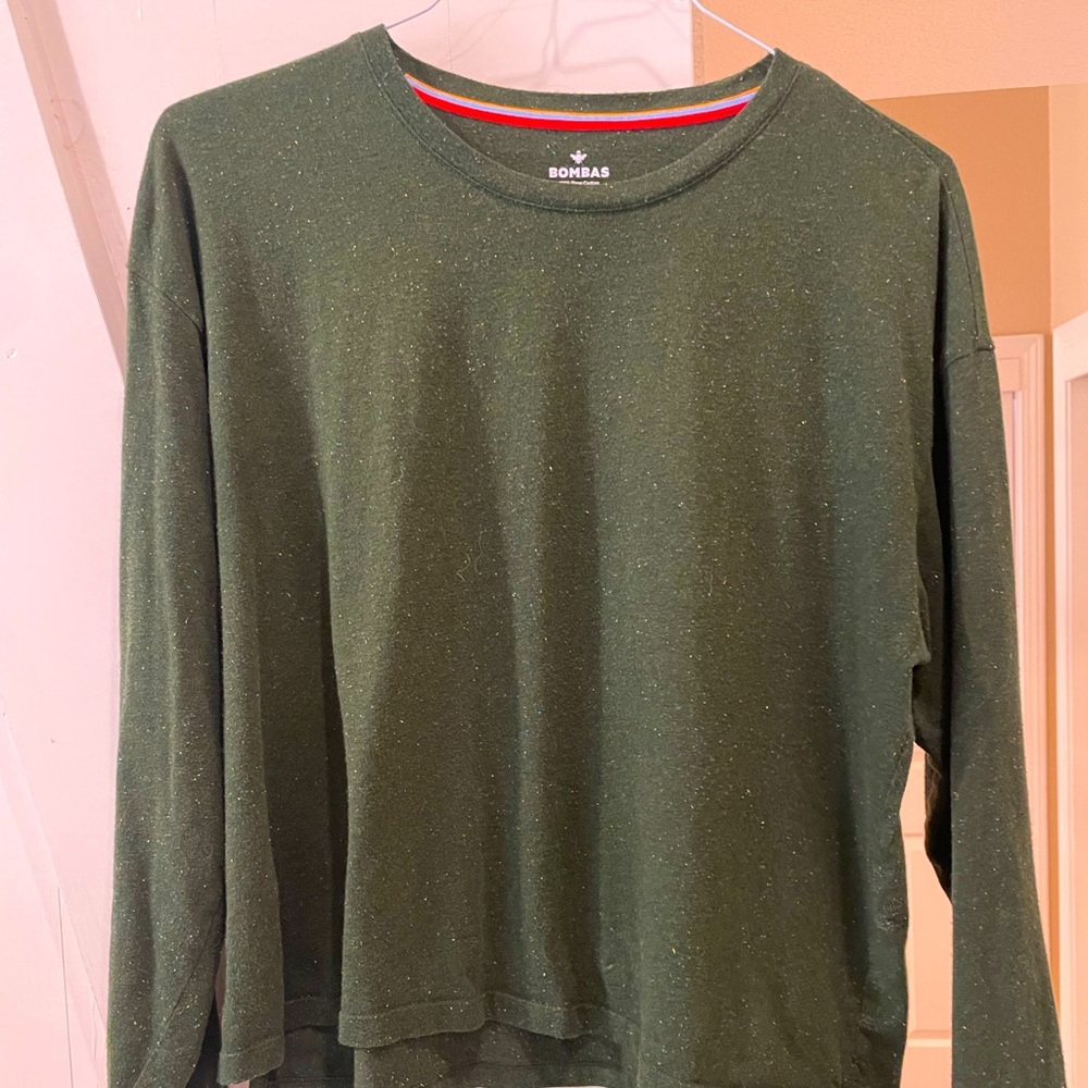 BOMBAS LONG SLEEVE PIMA COTTON HUNTER GREEN SPECKLE TEE women’s size XL